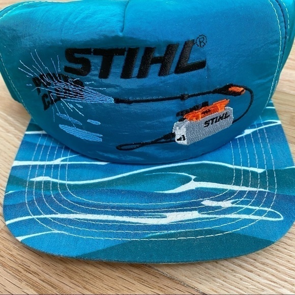 Vintage Stihl Trucker Hat Power Clean Water Print K Products Power Washer Blue - Picture 3 of 8